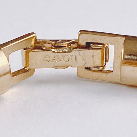 Vintage Avon Gold Tone Mesh Bracelet 1980s Signed Foldover Clasp Classic - Picture 7 of 13